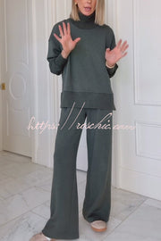 Ensemble sweat-shirt à manches longues et pantalon ample à col montant