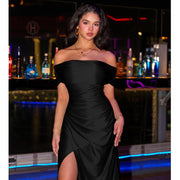 Off Shoulder Bodycon Maxi Dress with High Slit for Wedding