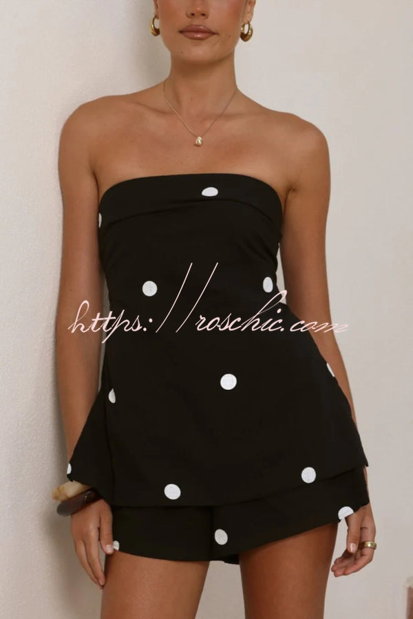 Polka Dot Off-Shoulder Top & Elastic Waist Shorts Set
