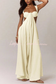 Women's Wide-Leg Jumpsuit – Square Neck Sleeveless Loose Fit