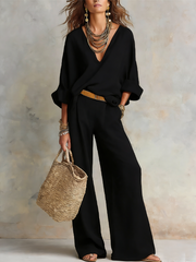 Off White Linen Pants Set | Loose Fit Resort Wear