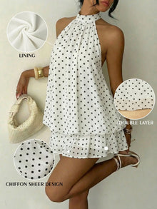 Duniii Halter Tie-Back Mini Dress