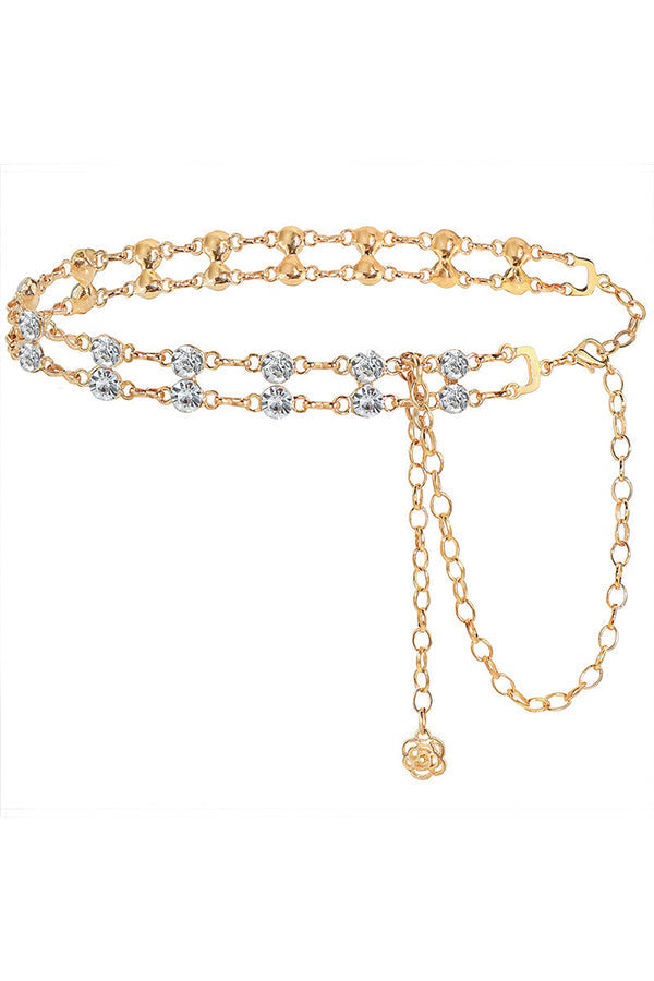 Rhinestone Chain Belt – Adjustable Gold & Silver Waist Chain