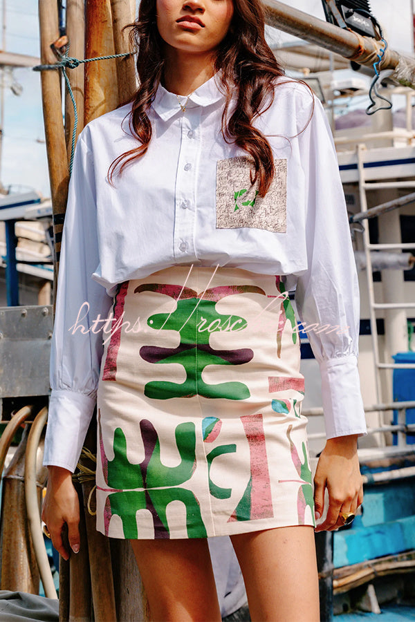 Abstract Geometric Print High-Waisted Mini Skirt