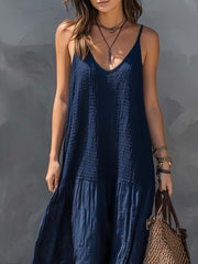 Bohemian Patchwork Maxi Dress – Cotton Linen Blend
