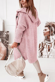 Hooded Cardigan with Coffee Button-Down Detail