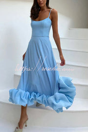 Flounce Bustier Midi Dress for Parties & Banquets
