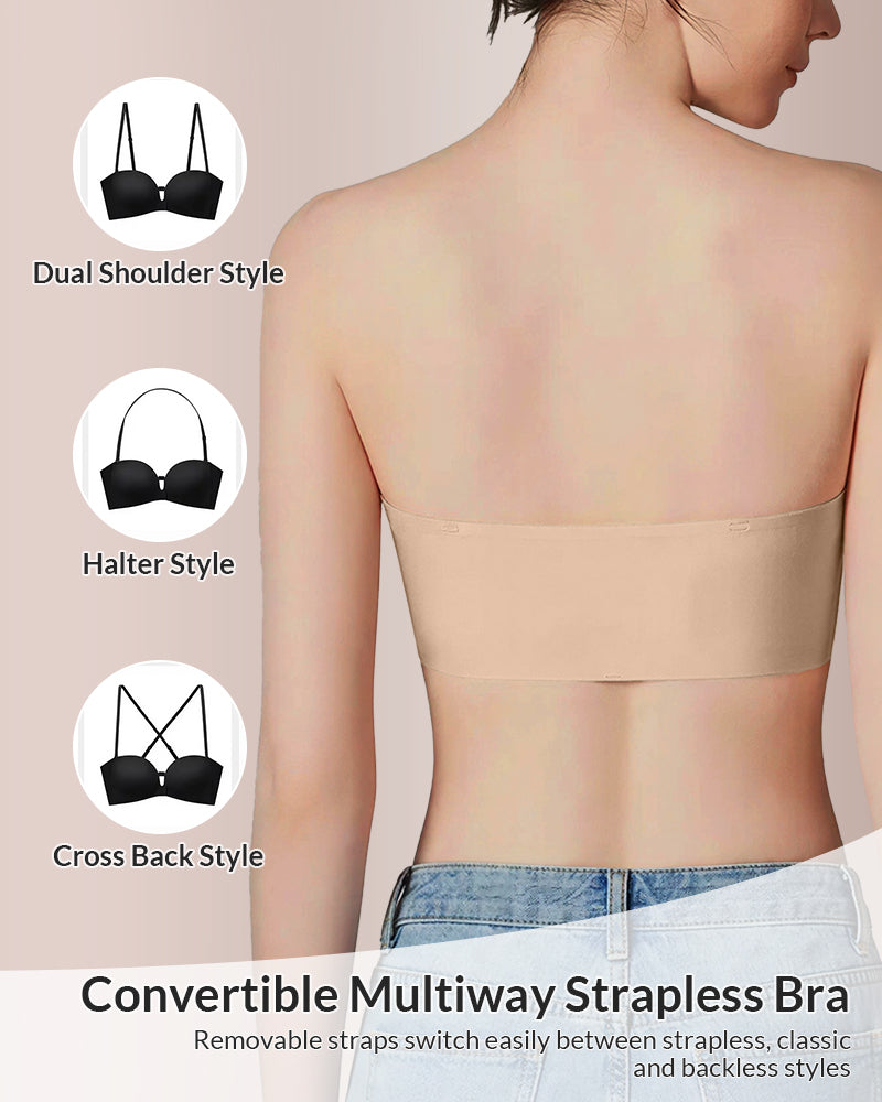 Front-Closure Strapless Push-Up Bra – Wireless & Seamless