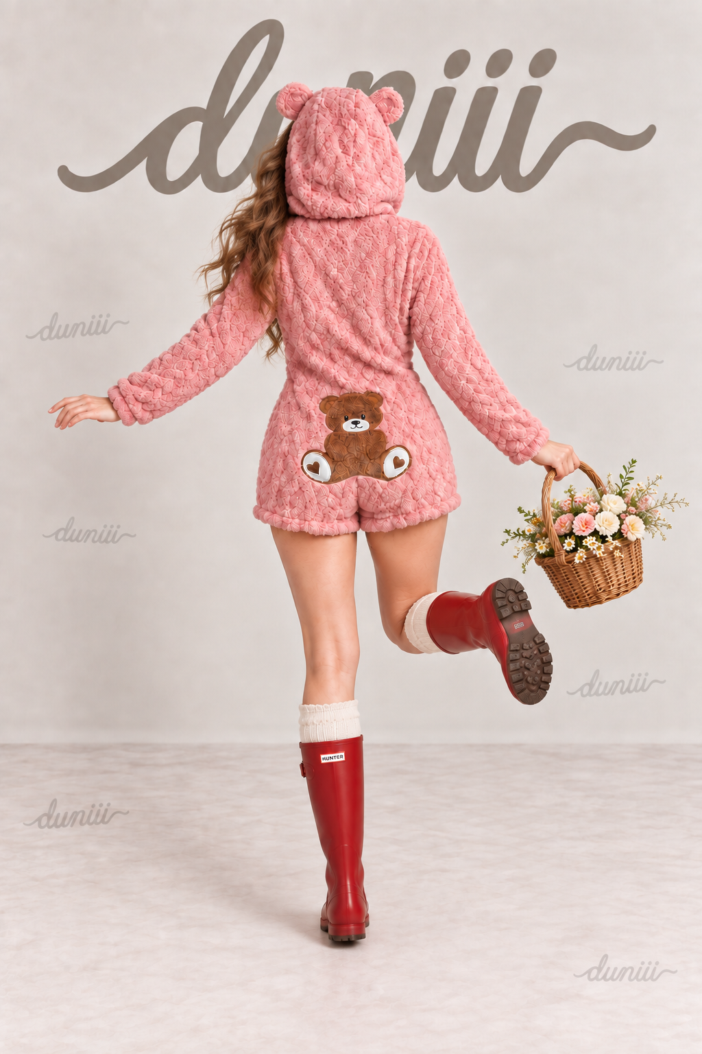 Duniii Plush Bear Face Slippers with Star Accents