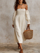 Smocked Linen Off-Shoulder Maxi Dress | Boho Style