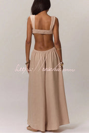 Women's Wide-Leg Jumpsuit – Square Neck Sleeveless Loose Fit