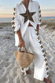 Leopard Print Oversized Shirt & Elastic Waist Pants Set