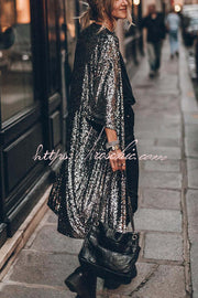 Kimono à manches cloche à sequins | Dissimulation de soirée disco