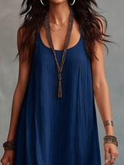 Navy Sleeveless Maxi Dress for Formal Occasions