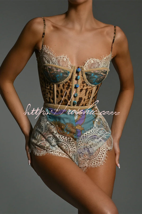 Baroque Lace Bodysuit – Spaghetti Strap Slim Fit