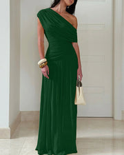 One-Shoulder Ruched Maxi Dress