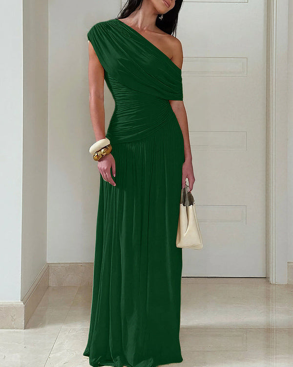 One-Shoulder Ruched Maxi Dress