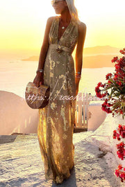Golden Sunset Sequin V-Neck Maxi Dress