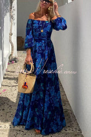 Floral Off-Shoulder Smocked Maxi Dress – Vacation Style