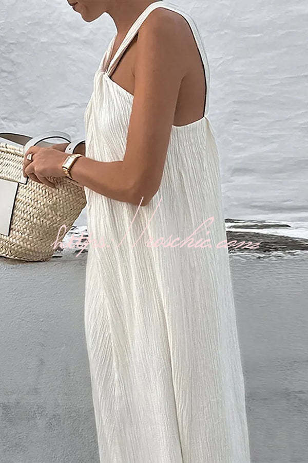 Linen Blend Halter Maxi Dress – Vacation Loose Fit