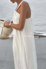 Linen Blend Halter Maxi Dress – Vacation Loose Fit