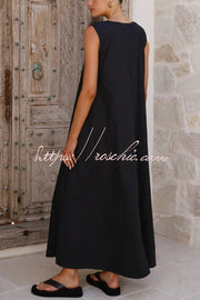 Sleeveless Loose Maxi Dress for Vacation & Casual Wear