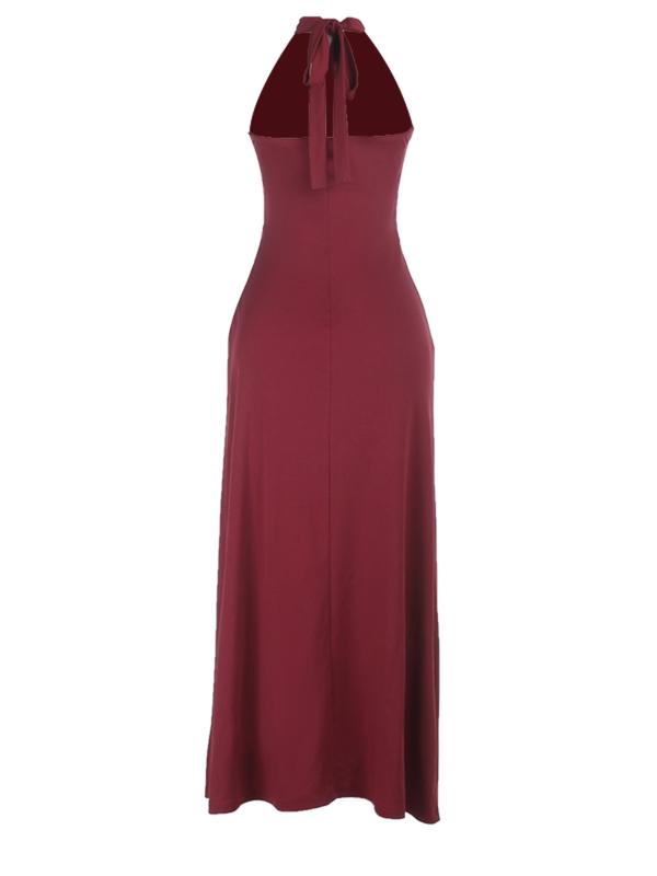 Elegant Chic Statement High Slit Backless Bodycon Gowns Dress, Slim-Fitting Design, Perfect for Formal Wear, Evening Wear & Special Occasions, Stylish Women's Clothing