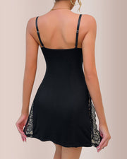 Lace Trim Slit Bow Knot Sleep Dress | Nightgown for Women