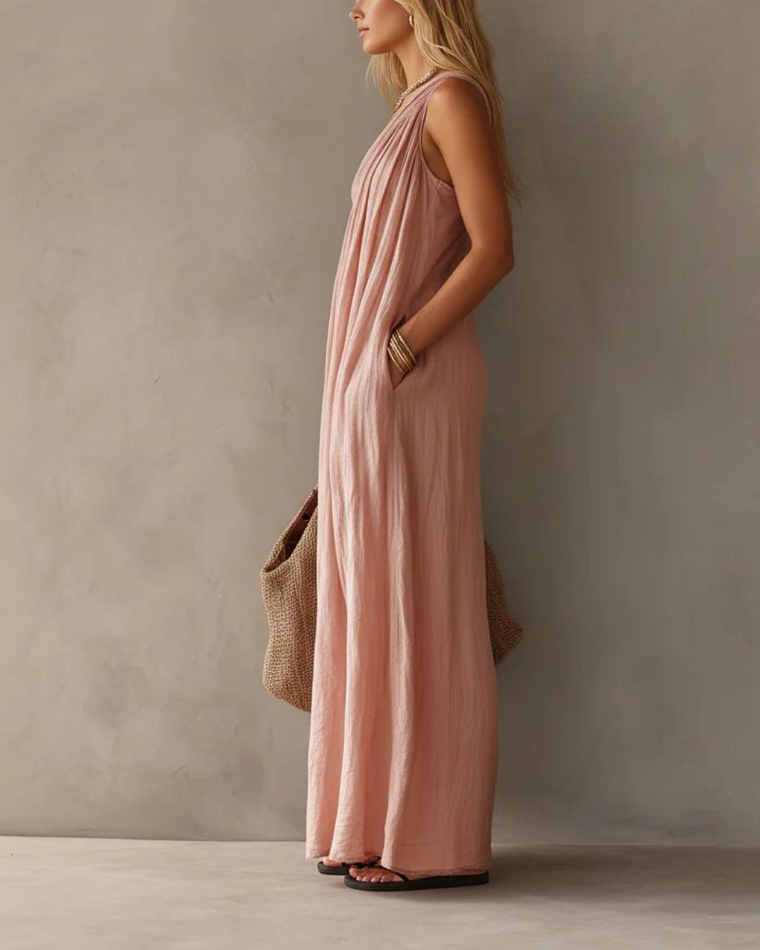 One-Shoulder Ruched Maxi Dress
