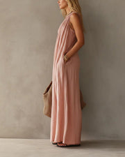One-Shoulder Ruched Maxi Dress