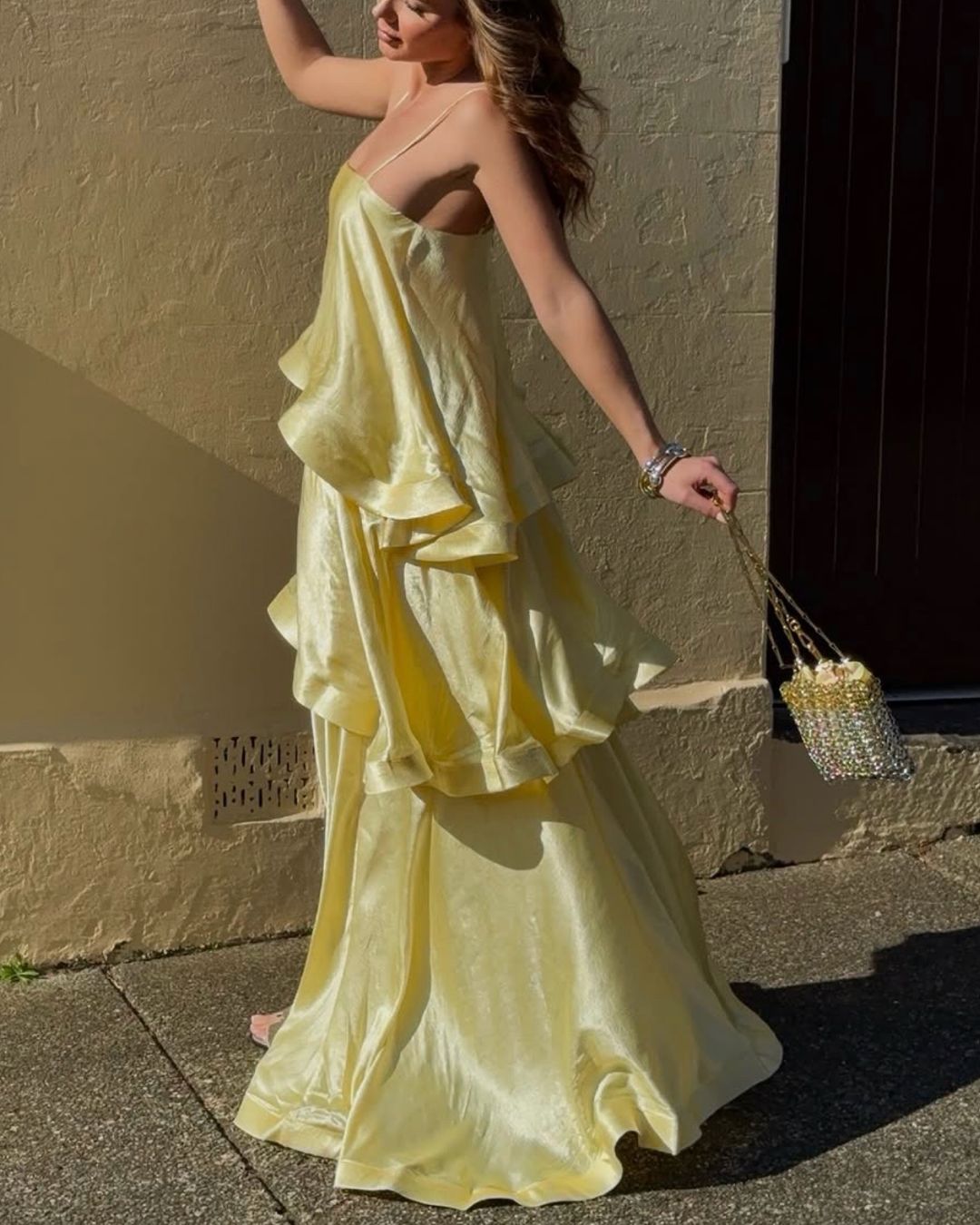 Three-Layer Ruffle Maxi Dress