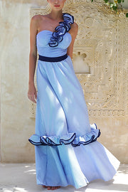 Striped Ruffle Trim Maxi Skirt – Loose Fit Vacation Style