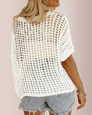 Crochet Hollow-Out Knit Pullover Top – Summer Beach Cover Up