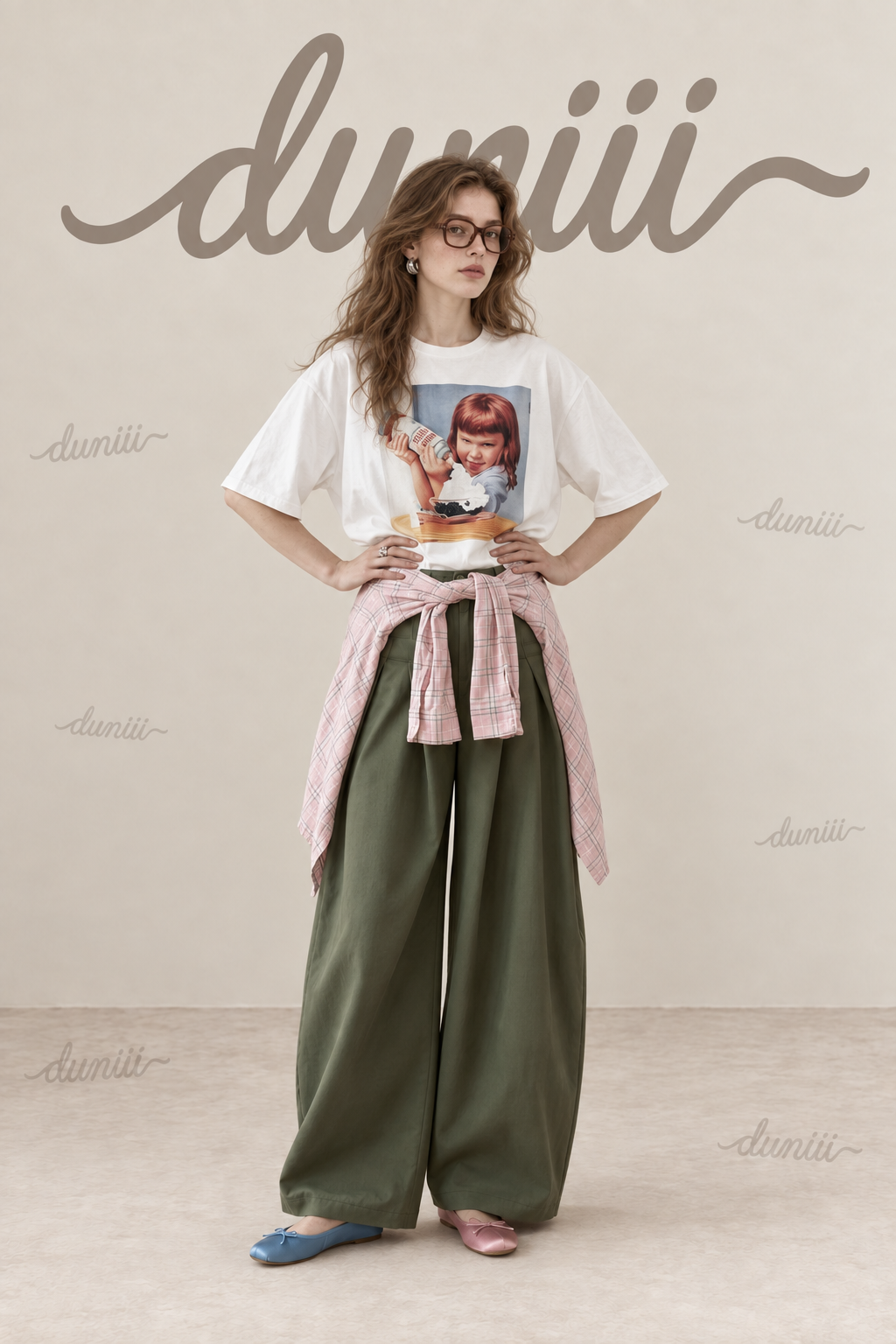 Duniii Pleated Barrel-Leg Pants