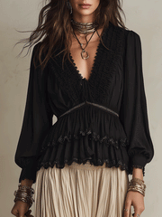 Black and Cream Two-Piece Skirt Set for Vacation