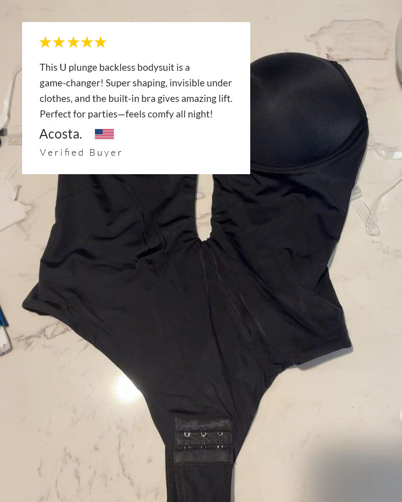 U-Plunge Backless Shapewear Bodysuit with Underwire