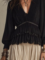 Black and Cream Two-Piece Skirt Set for Vacation