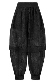 Lace Harem Pants with Gathered Waist & Ankle Cuffs