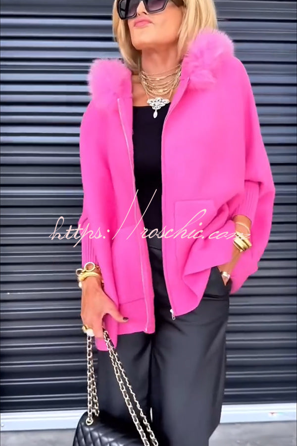 Women's Knit Hooded Cardigan – Loose Fit Long Sleeve Zip-Up