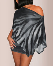 Sheer Asymmetrical Two-Piece Set