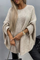Knit Crew Neck Poncho Sweater – Loose Calf-Length