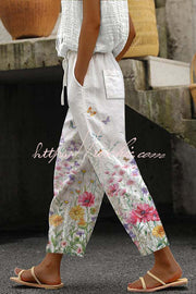 Women's Printed Loose-Fit Casual Pants with Pockets