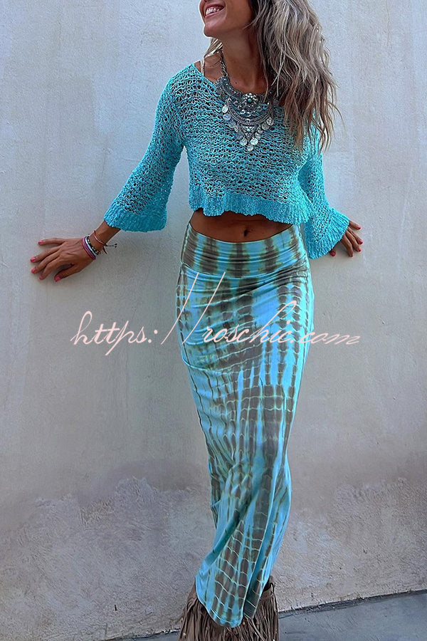 Tie-Dye Elastic Waist Maxi Skirt | Ankle-Length Vacation Style