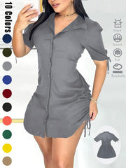 Women's Sexy V Neck Shirtwaist Mini Bodycon Dress, Womenswear, Basic Slim-Fit Woven Fabric, All-Season Casual Wear, Fashion Fit Dress, Perfect for Any Occasion