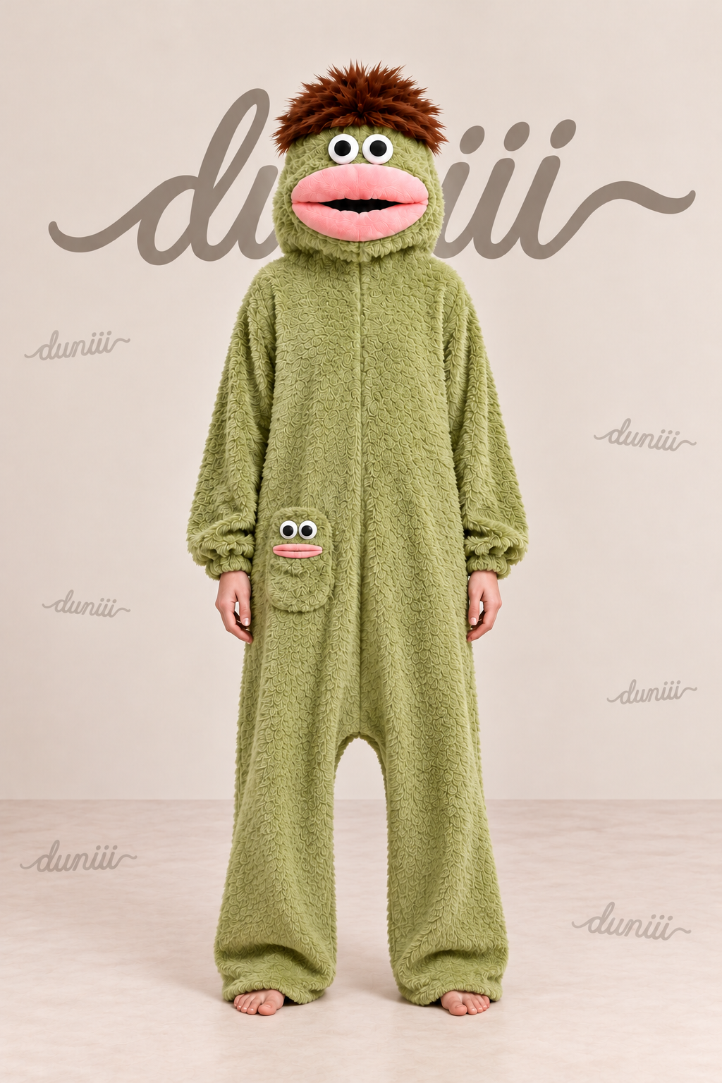 Duniii Monster Character Onesie with Contrast Pocket