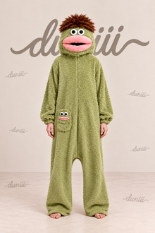 Duniii Monster Character Onesie with Contrast Pocket