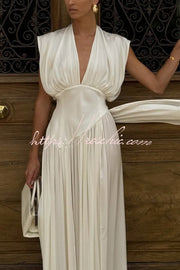 Women's V-Neck Sleeveless Maxi Dress with High Slit