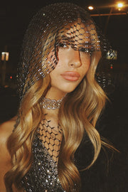 Fishnet Rhinestone Hooded Vest Top