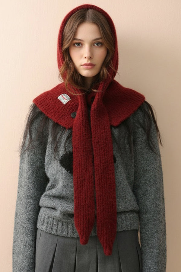 Knitted Hooded Scarf Neck Warmer – 2-in-1 Women's Winter Accessory