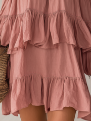 Dusty Rose Off-Shoulder Ruffle Mini Dress